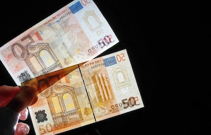 838.000 notas de euro falsas foram retiradas de circulação em 2014.