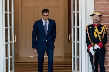 El presidente del Gobierno, Pedro Sánchez, este jueves en La Moncloa.