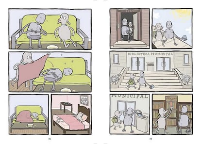 Dos páginas del cómic 'Robot Dreams', de Sara Varon.