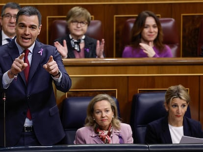 El presidente del Gobierno, Pedro Sánchez, interviene en la sesión de control al Ejecutivo tras la votación de la reforma de la ley del solo sí es sí.