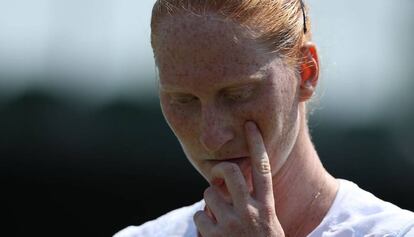 Van Uytvanck, durante un partido en Wimbledon.