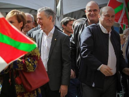 Iñigo Urkullu y Andoni Ortuzar en el último Aberri Eguna del PNV.