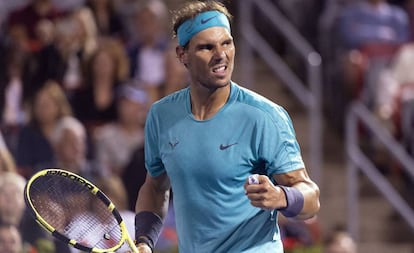 Nadal celebra un punto durante el partido ante Fognini.