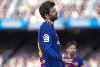 Piqué, durante el partido del Barça ante el Athletic por la Liga.