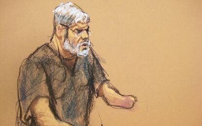 Abu Hamza en su comparecencia ante el tribunal donde se leyó su condena