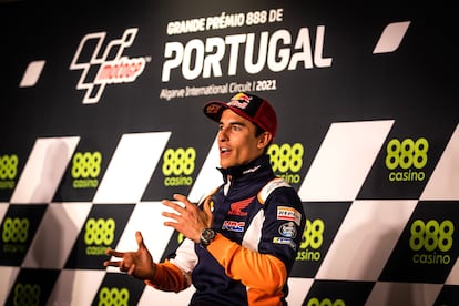 Marc Márquez, durante la conferencia de prensa en el circuito de Portimao.