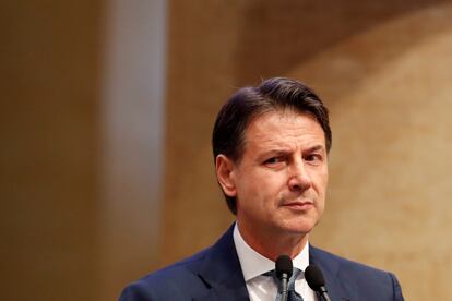 Giuseppe Conte, durante un conferencia de prensa el pasado 28 de junio en Roma.