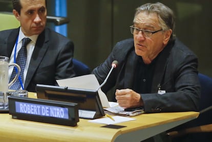 “Debemos actuar para ayudar a los más vulnerables”, dice el actor, Robert De Niro, en la reunión de altos funcionarios de Naciones Unidas. Inversor del centro hotelero Paradise Found Nobu en Barbuda, arrasado por el huracán Irma, ha acudido a pedir ayuda para la reconstrucción de la isla caribeña.