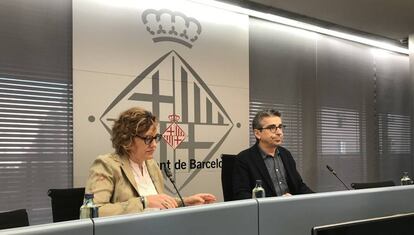 Los concejales Monsterrat Ballarín y Jordi Martí, en la presentación del presupuesto de 2020.