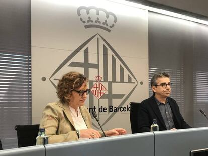 Los concejales Monsterrat Ballarín y Jordi Martí, en la presentación del presupuesto.