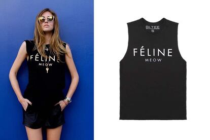 La blogger Chiara Ferragni de Blonde Salad, con una camiseta homenaje a Céline, de Brian Lichtenberg (43 euros).