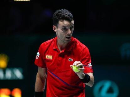 Roberto Bautista Agut, durante su partido con el croata Nikola Mektic.