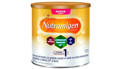 Una lata de fórmula infantil Nutramigen.