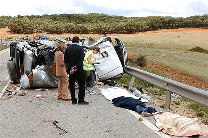 Imagen del accidente del pasado domingo en Sigüenza, en el que murieron cinco niños y dos adultos.