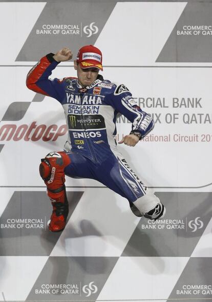 Jorge Lorenzo celebra la victoria.