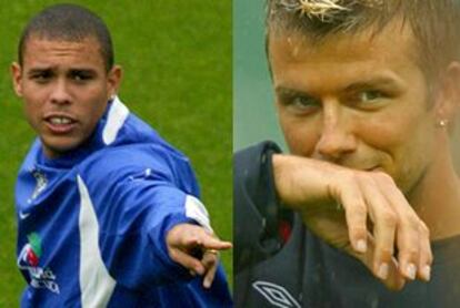 Ronaldo, a la izquierda. Beckham, a la derecha.