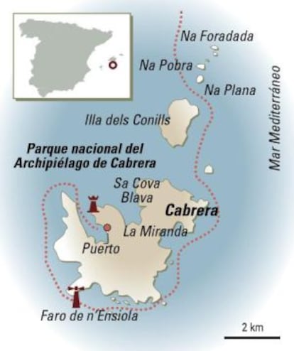 Mapa de Cabrera, en Baleares.