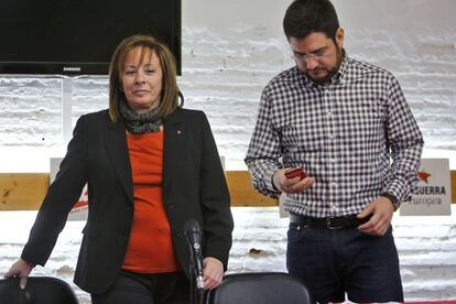 Marga Sanz e Ignacio Blanco, en la sede de Esquerra Unida.