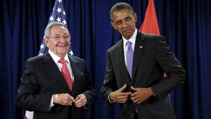 Obama y Raúl Castro en su encuentro en Nueva York del pasado septiembre.