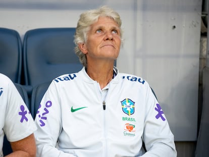 Pia Sundhage, durante un partido de la selección brasileña.