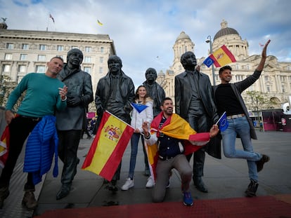 Fans españoles de Eurovisión, este viernes en Liverpool.