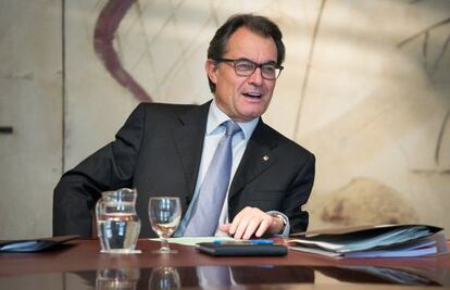 Artur Mas durant la reuni&oacute; del consell executiu de dimarts.