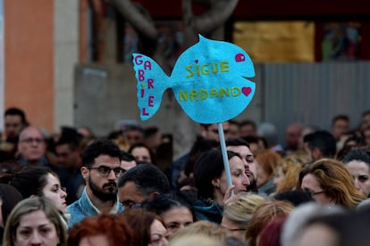 A protest in Almería in the wake of the Gabriel Cruz killing. “Keep swimming,” reads the sign, a reference to Gabriel’s nickname of “little fish.”