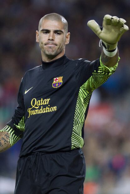 Valdés, durante el partido de ayer ante el Racing.