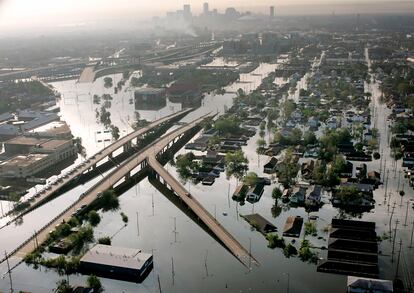 Inundaciones en Nueva Orleans (EE UU) tras el paso del huracán Katrina, en 2005. 