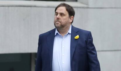 El líder d'ERC, Oriol Junqueras, a l'Audiència Nacional abans de ser empresonat.