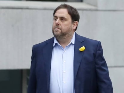 El líder d'ERC, Oriol Junqueras, a l'Audiència Nacional abans de ser empresonat.