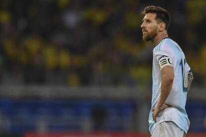 Lionel Messi durante un partido con la selección argentina.