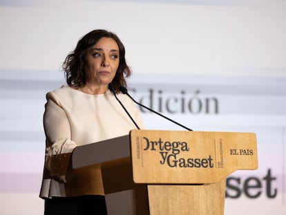 Pepa Bueno, directora de EL PAÍS, en la entrega de los premios Ortega y Gasset de periodismo.