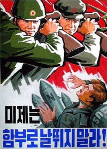 Un cartel propagandístico distribuido por Corea del Norte.