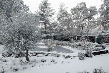 Nevada caída en Hoyo del Manzanares en Madrid.