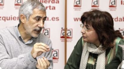 Los portavoces de Izquierda Abierta, Gaspar Llamazares y Montserrat Mu&ntilde;oz, en el Consejo Pol&iacute;tico.