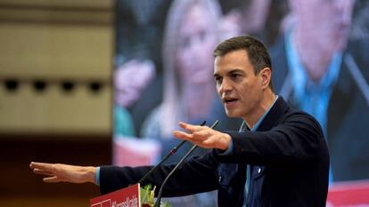 Pedro Sánchez, en un mitin del PSOE.