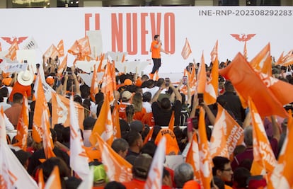 Partidarios de Movimiento Ciudadano durante un acto de Samuel García, en Monterrey, el 20 de noviembre.