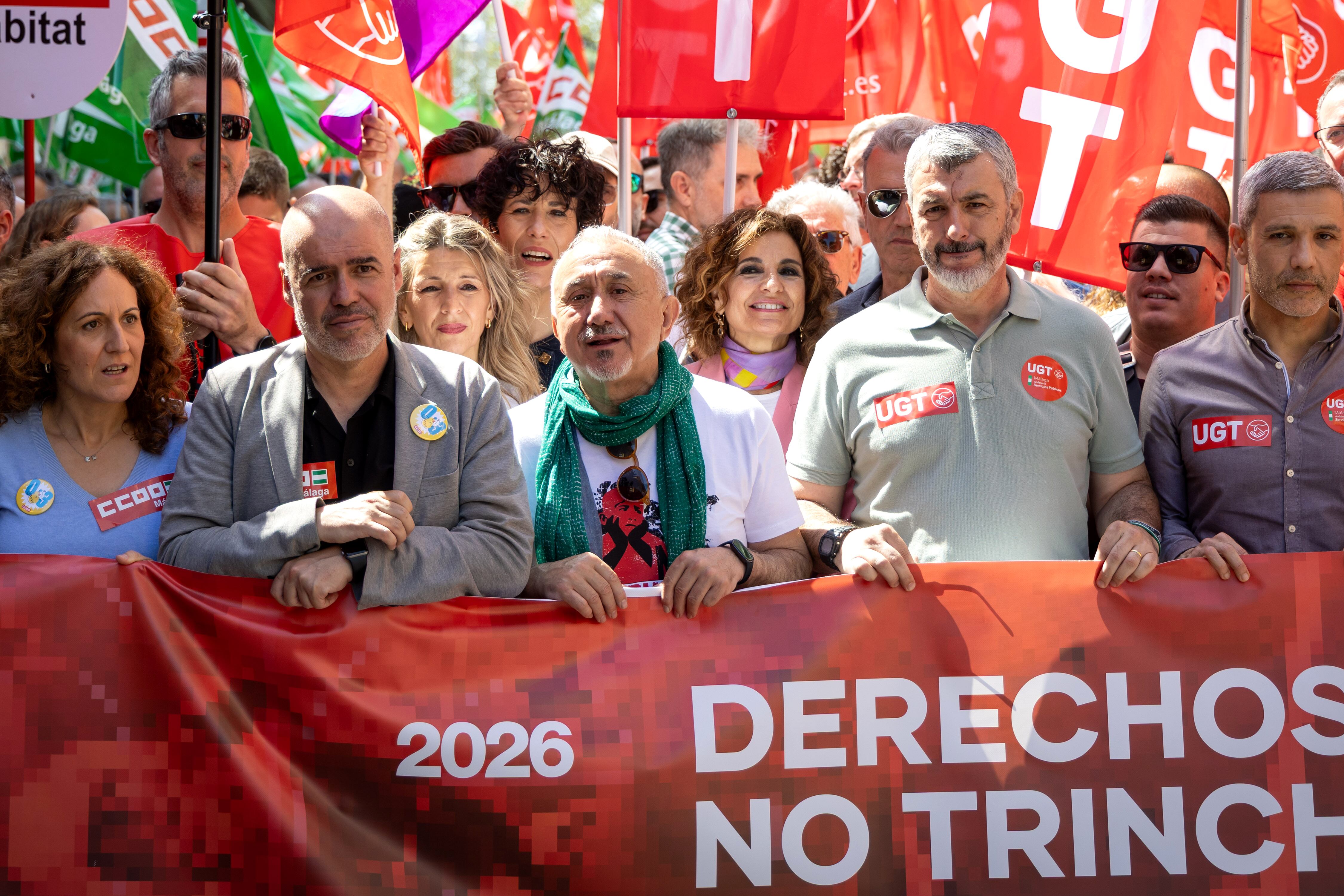 El PSOE y Por Andalucía cargan juntos contra la derecha en un Primero de Mayo en plena campaña