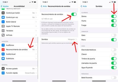 Configura tu iPhone para que detecte sonidos.