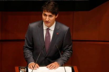 Justin Trudeau en el Senado mexicano.