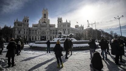 La plaza de Cibeles, este domingo.