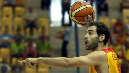 Jos&eacute; Manuel Calder&oacute;n, durante el Eurobasket. 
 