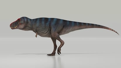 Un tiranosaurio, en una reconstrucción moderna de cómo debía desplazarse.