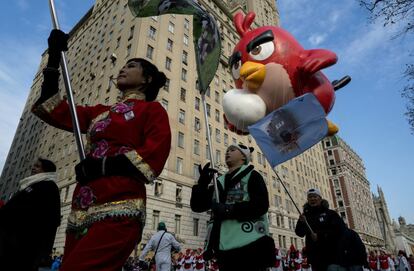 Globo de Angry Birds cerca de Central Park durante el desfile.