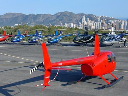 Vista del helipuerto de Benidorm, que da cobijo a 14 helicópteros que viajan en ruta desde Tánger.