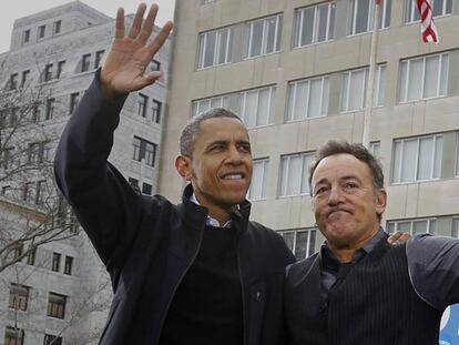 Barack Obama y Bruce Springsteen en un concierto del cantante, en 2012. 