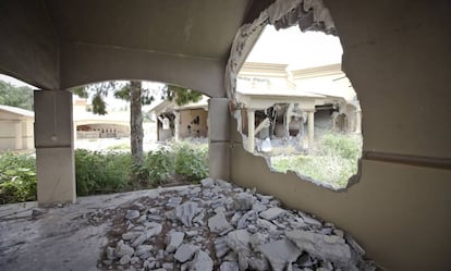 Un edificio destruido por el c&aacute;rtel de Los Zetas en Allende.