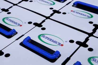 El logo de Super Micro, en una feria tecnológica en Taipei (Taiwán).