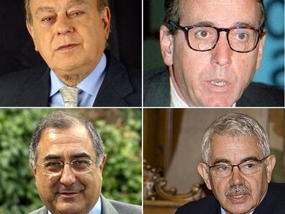 Jordi Pujol con sus tres rivales del PSC a los que les negó debates cara a cara: Raimon Obiols, Joaquim Nadal y Pasqual Maragall.